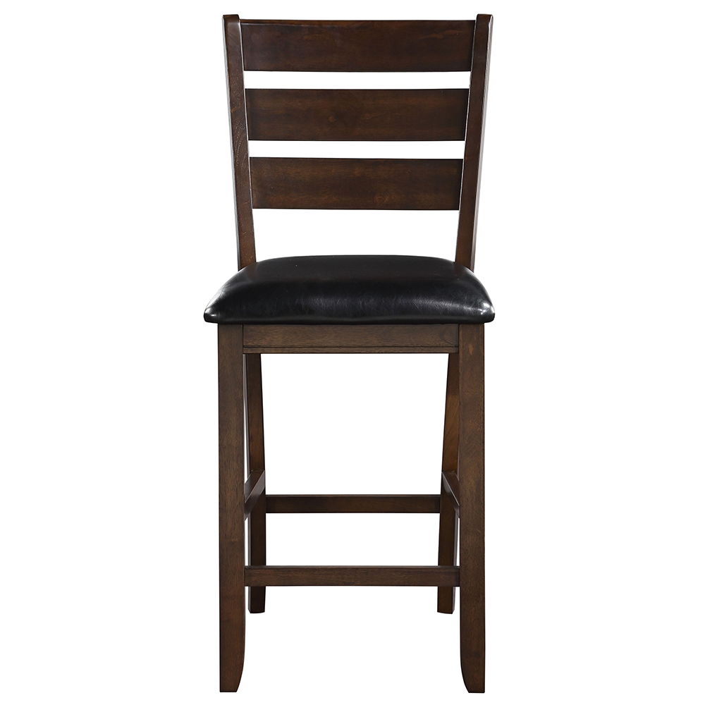 Urbana - Counter Height Chair (Set of 2) - Black Synthetic Leather & Espresso, alternate view 5 with wood construction