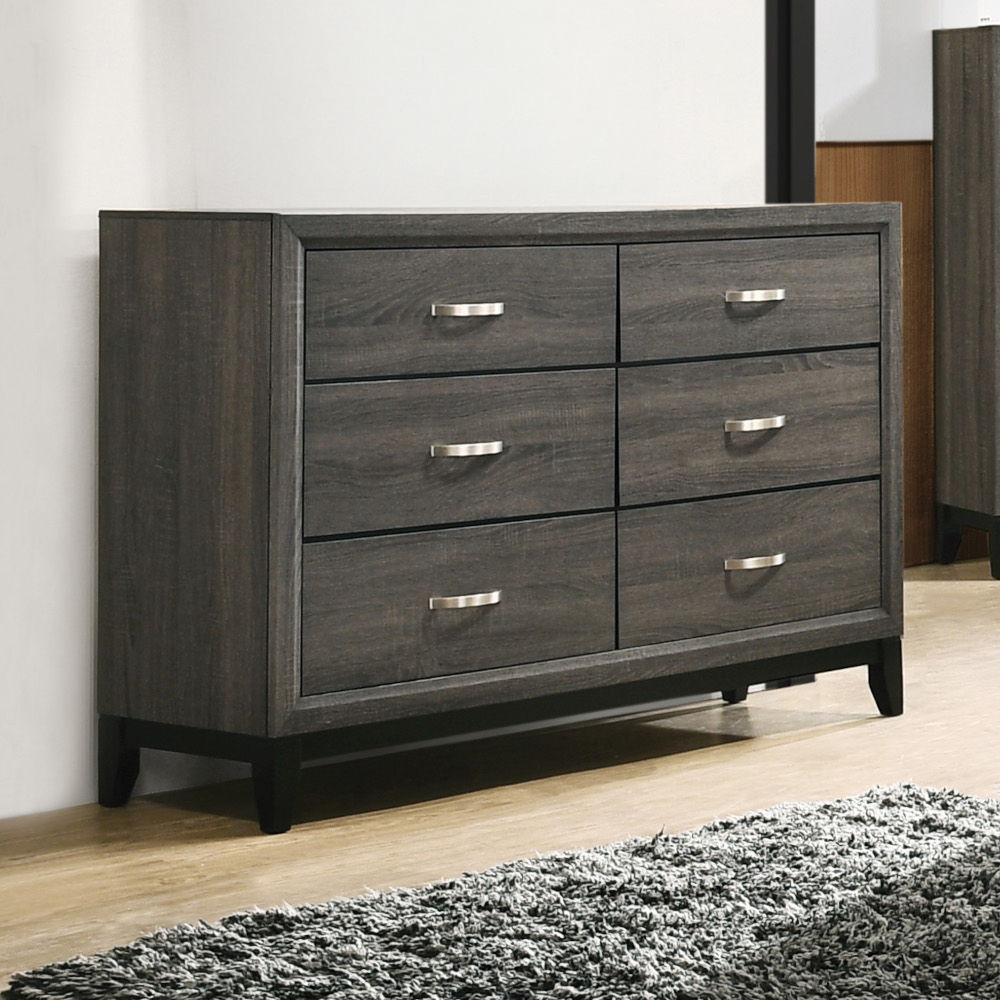 Valdemar - Dresser - Weathered Gray, product view with wood construction
