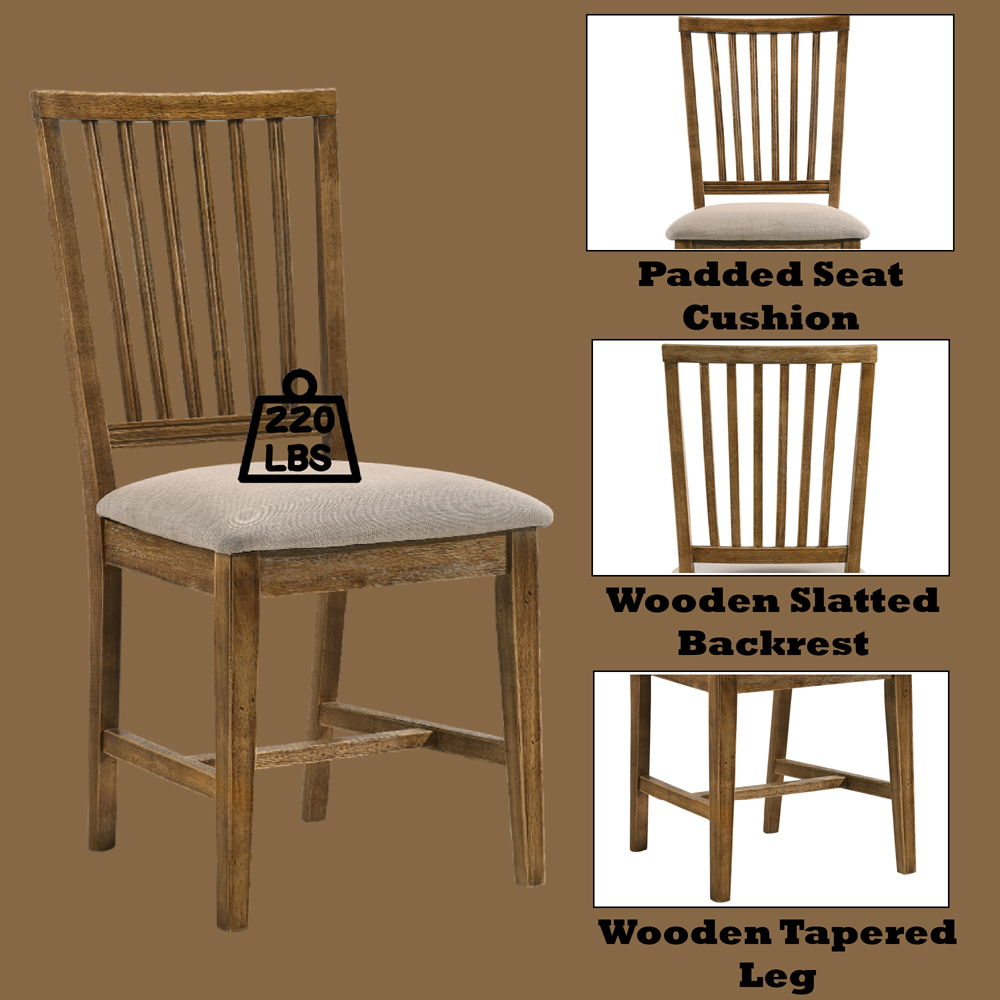 Wallace II - Side Chair (Set of 2) - Tan Linen & Weathered Oak, alternate view 4 with wood construction