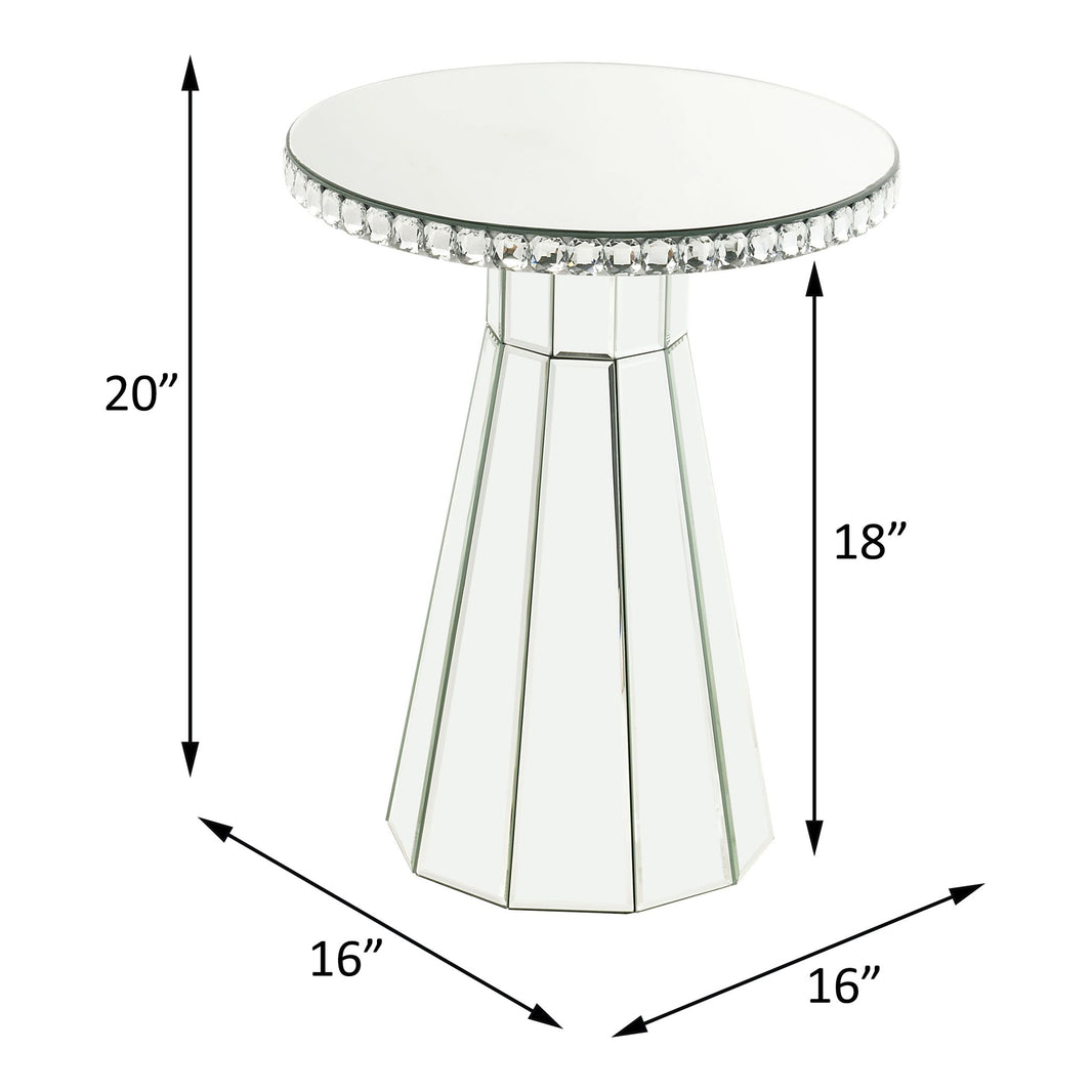 Lotus - 20" Accent Table - Mirrored, Faux Ice Cube Crystals, alternate view 2
