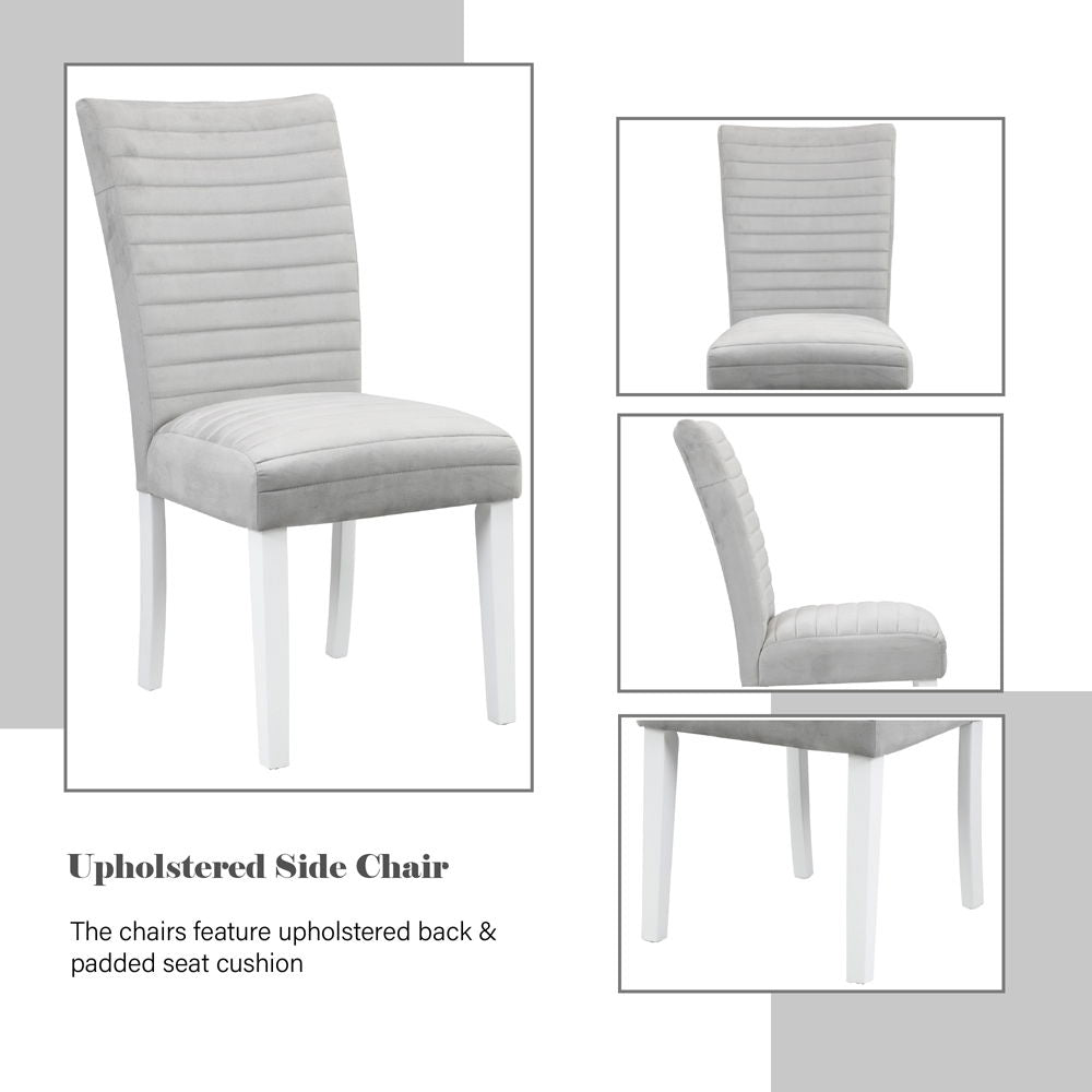 Elizaveta - Side Chair (Set of 2) - Gray Velvet &White High Gloss, alternate view 2