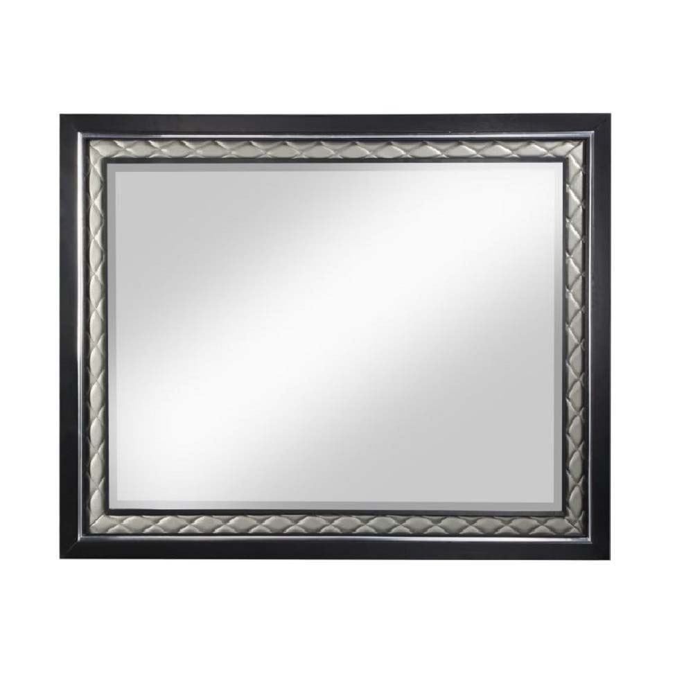 Nicola - Mirror - Silver Synthetic Leather & Black, alternate view 3
