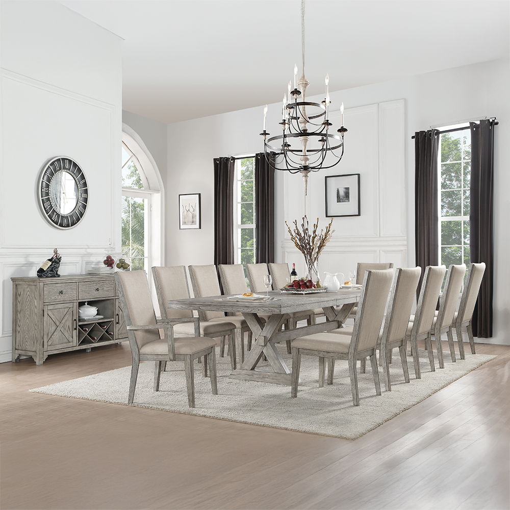 Rocky - Side Chair (Set of 2) - Fabric & Gray Oak, alternate view 2 with wood construction