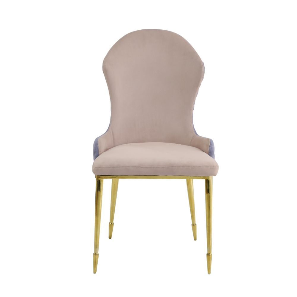 Caolan - Side Chair (Set of 2) - Tan, Lavender Fabric & Gold, alternate view 2 with metal