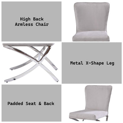 Daire - Side Chair (Set of 2) - Light Gray Velvet & Chrome, alternate view 4 with metal