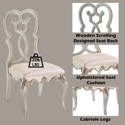 Esteban - Side Chair (Set of 2) - Ivory Velvet & Antique Champagne, alternate view 2 with wood construction