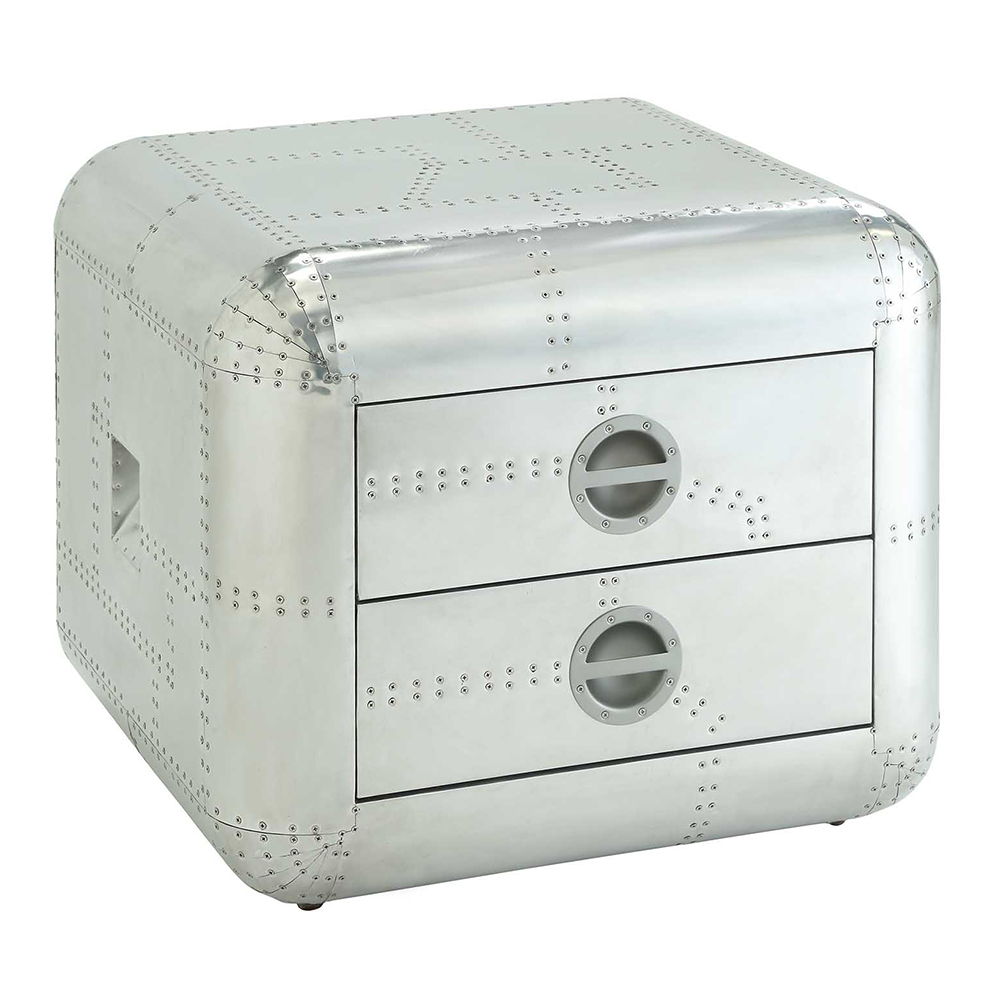 Brancaster - 22" End Table - Aluminum, alternate view 2 with leather upholstery