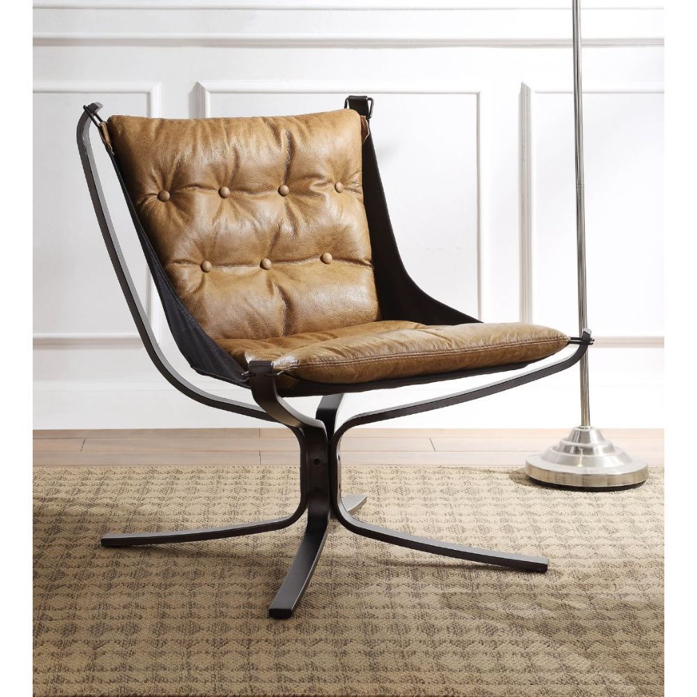 Carney - Accent Chair, product view with top-grain leather