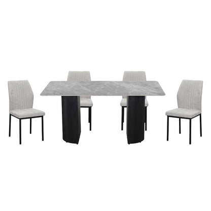 Leander - Dining Table With Ceramic Top - Gray & Black