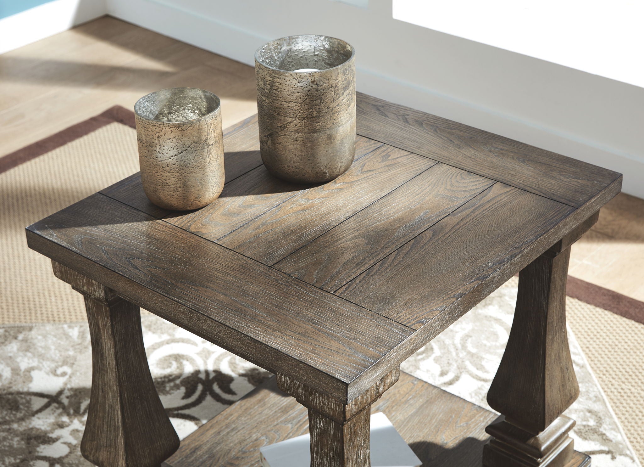 Johnelle - Rectangular End Table - Gray, alternate view 3 with engineered wood