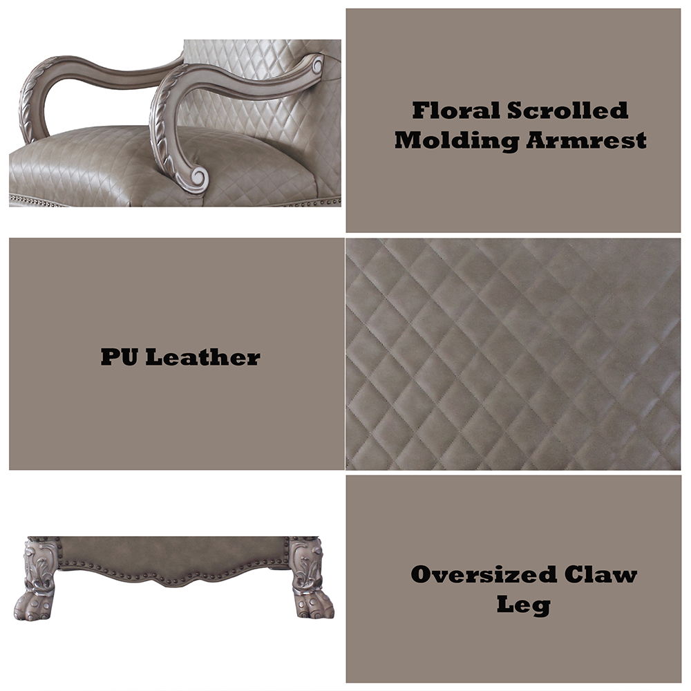 Dresden - Chair With Pillow - Synthetic Leather & Vintage Bone White, alternate view 4 with solid wood