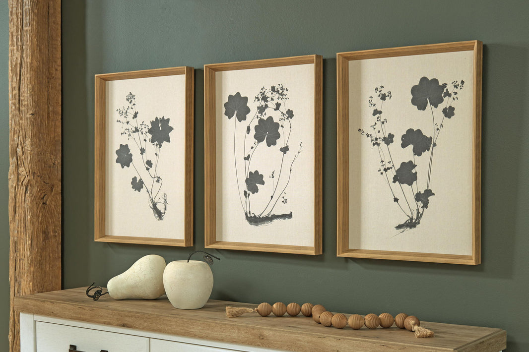 Huddwick Wall Art Set (Set of 3) Linen / Black, gallery image 2