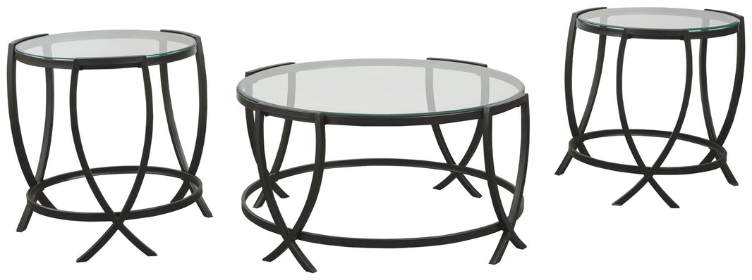 Tarrin - Occasional Table Set (Set of 3) - Black, product view with glass