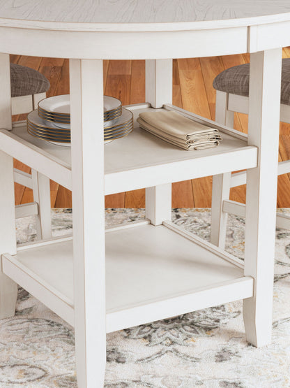 Erinberg - Dining Room Counter Table Set (Set of 5) - Antique White, alternate view 3 with polyester fabric
