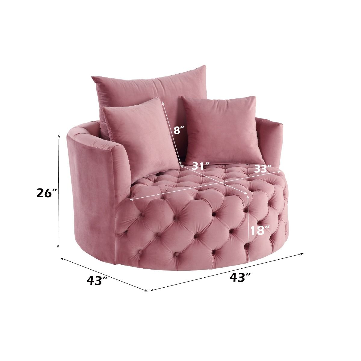 Zunyas - Accent Chair w/Swivel, alternate view 8 with velvet upholstery