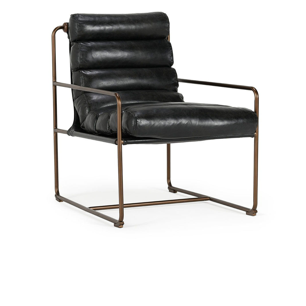 Argo - Accent Chair - Jet Black, product view with top-grain leather