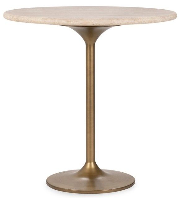 Malani - Travertine Gathering Table, alternate view 2 with metal