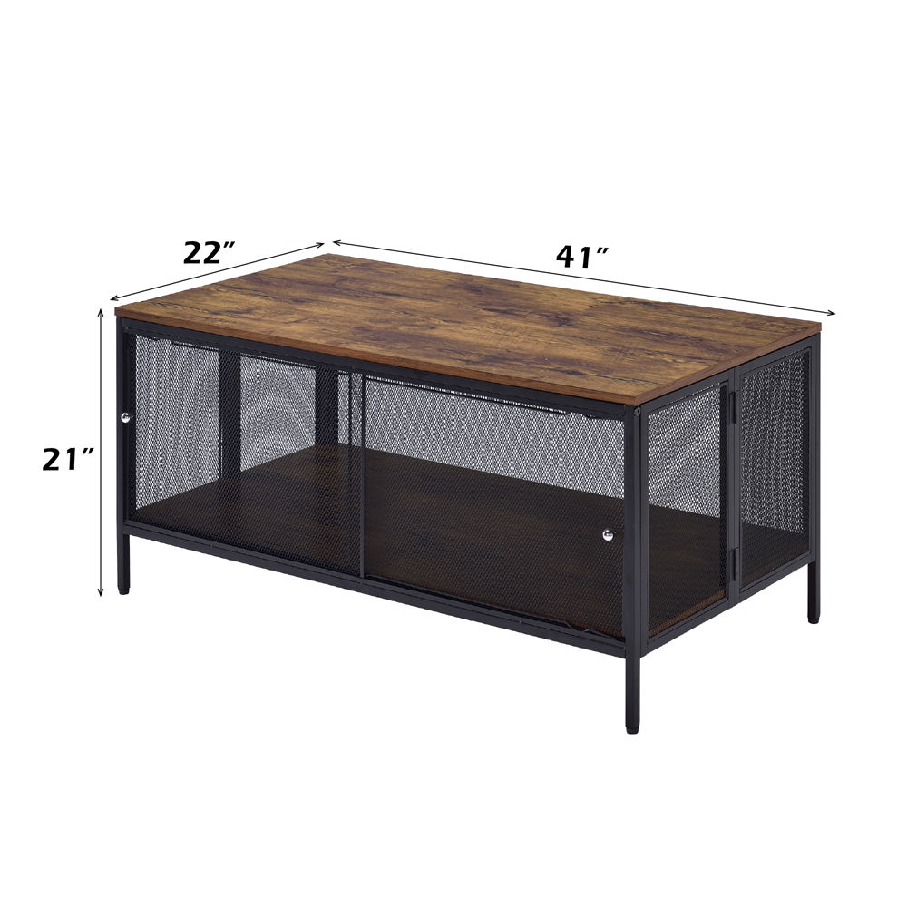 Winam - Coffee Table - Antique Oak & Black, alternate view 3 with wood construction