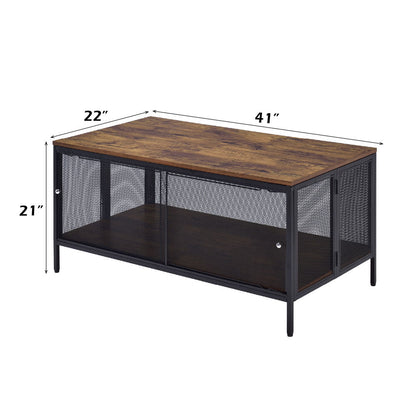 Winam - Coffee Table - Antique Oak & Black, alternate view 3 with wood construction
