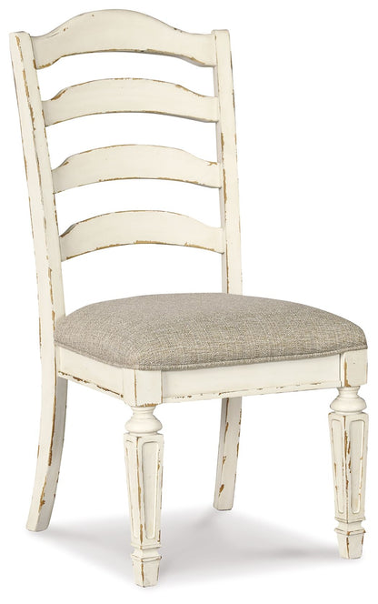 Realyn - Dining UPH Side Chair (Set of 2) - Ladderback - Chipped White, alternate view 4 with polyester fabric