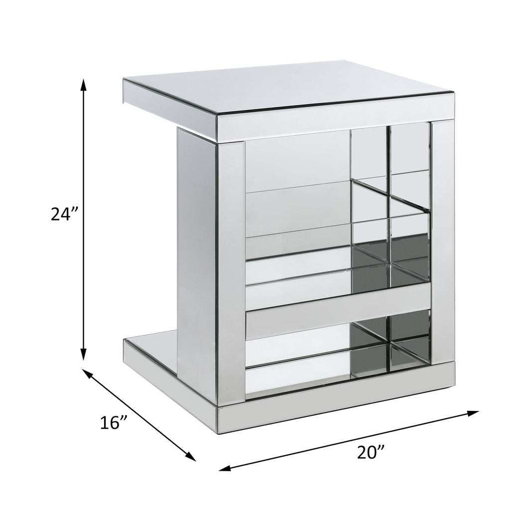 Dominic - 24" Accent Table - Mirrored, alternate view 2 with glass