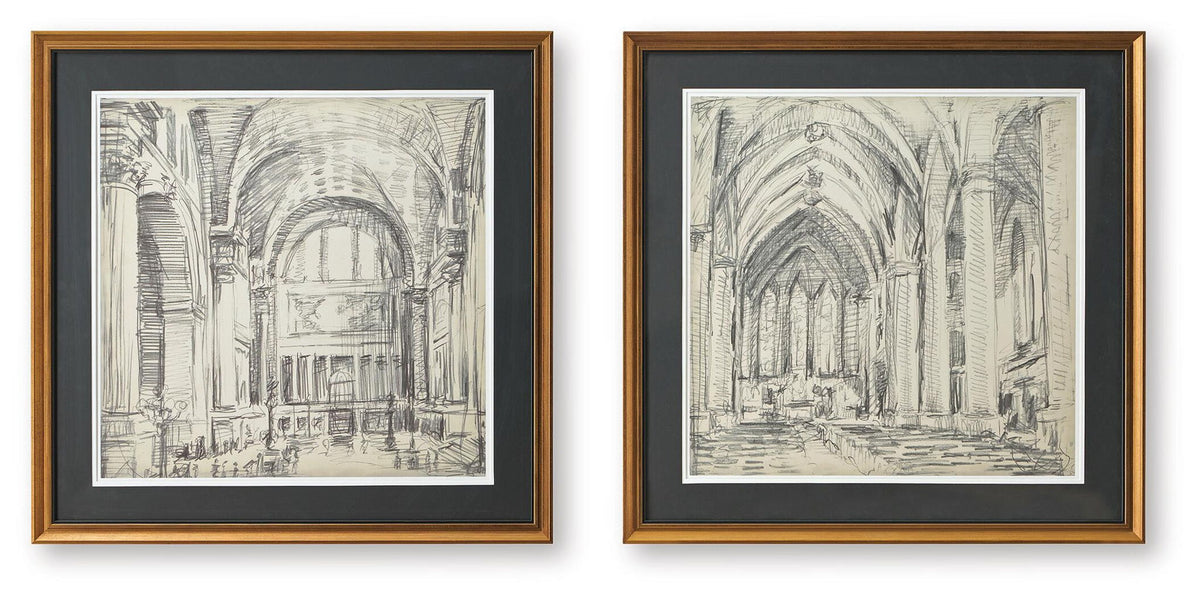 Downyard Wall Art Set (Set of 2) Black / Beige