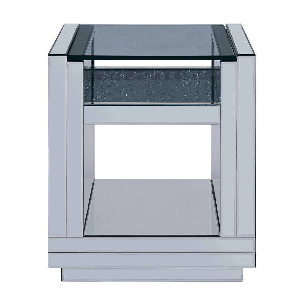 Nysa - 24" End Table - Mirrored & Faux Crystals, alternate view 3 with wood construction