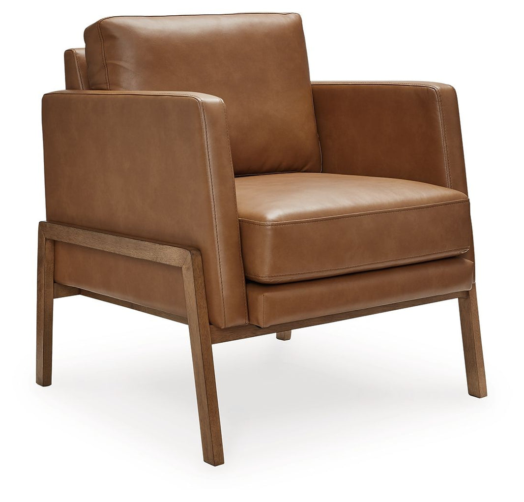 Numund - Accent Chair - Caramel, product view with faux leather