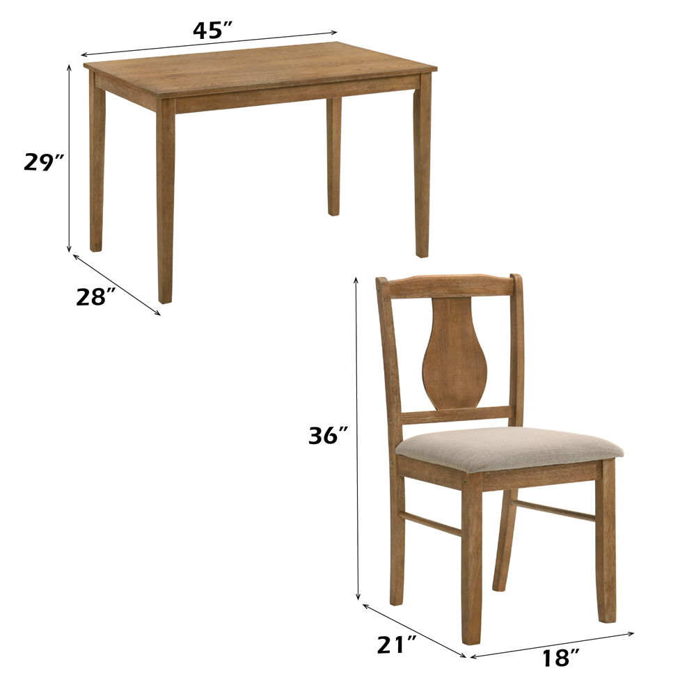 Kayee - 5 Piece Dining Set - Weathered Oak, alternate view 3 with wood construction