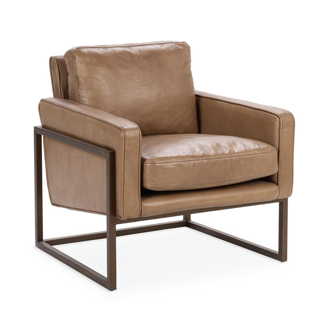 Ken - Accent Chair - Tan, product view with top-grain leather