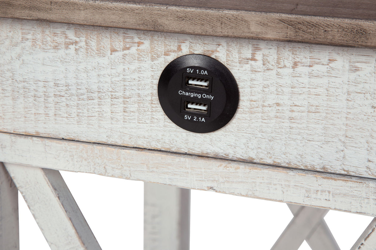 Adalane - Accent Table - White / Gray, alternate view 3 with engineered wood