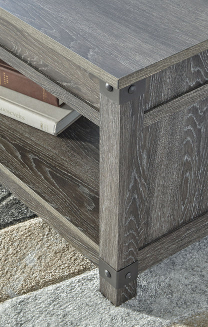 Freedan - Rect Lift Top Cocktail Table - Grayish Brown, alternate view 4 with engineered wood
