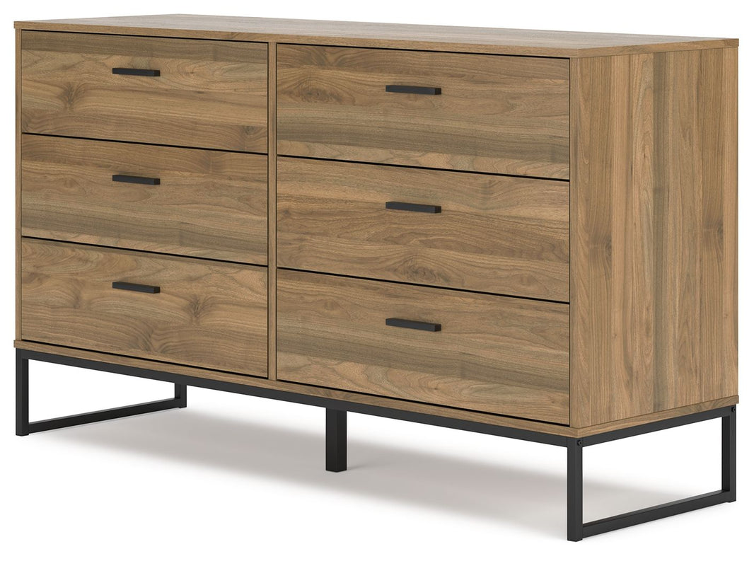 Deanlow - Six Drawer Dresser - Honey, alternate view 2 with engineered wood