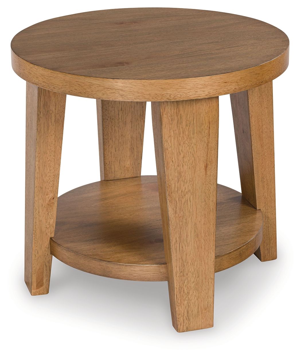 Kristiland - Round End Table - Light Brown, alternate view 2 with wood construction