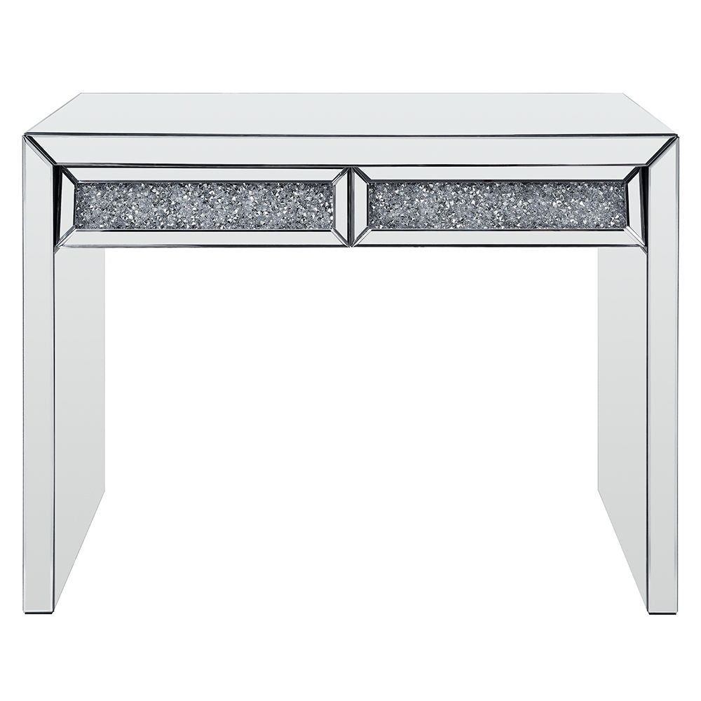 Noralie - Console Table Faux Diamonds - Mirrored, alternate view 2 with glass