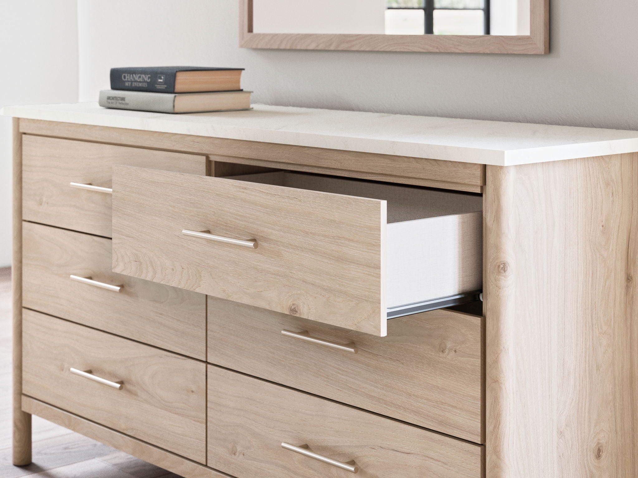Cadmori - Six Drawer Dresser, alternate view 9 with marble