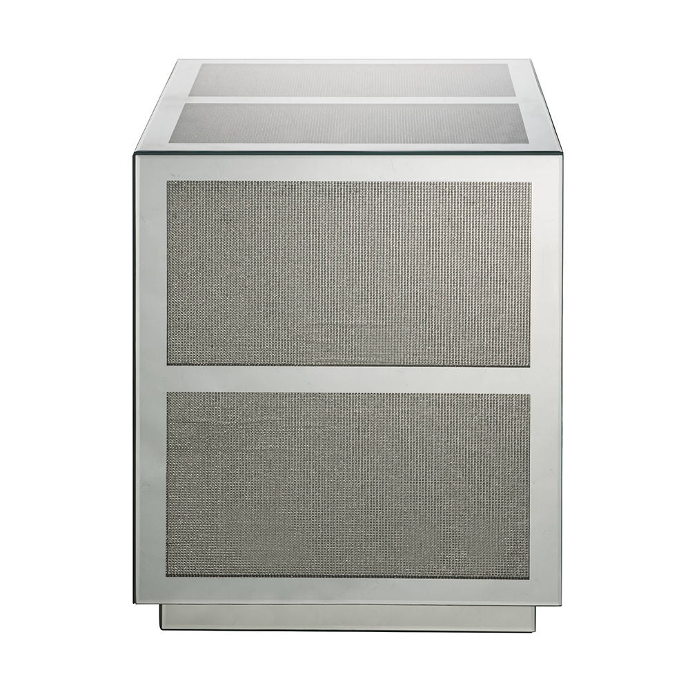 Noralie - 18" End Table With Faux Diamonds - Mirrored, alternate view 3 with wood construction