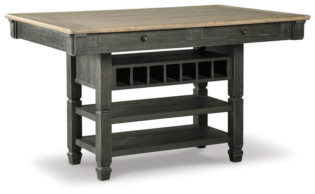 Tyler Creek - Rectangular Dining Room Counter Table - Black / Gray, product view with engineered wood