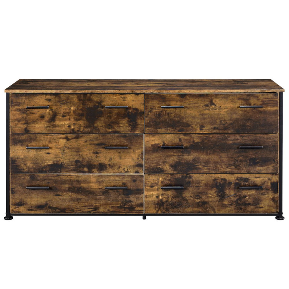 Juvanth - Dresser - Rustic Oak & Black, alternate view 4 with wood construction