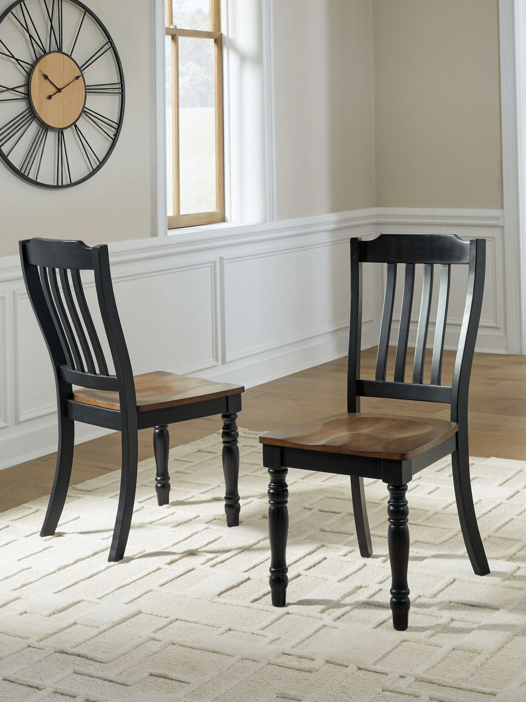 Clorazi - Dining Room Side Chair (Set of 2) - Black / Brown, alternate view 2 with solid wood