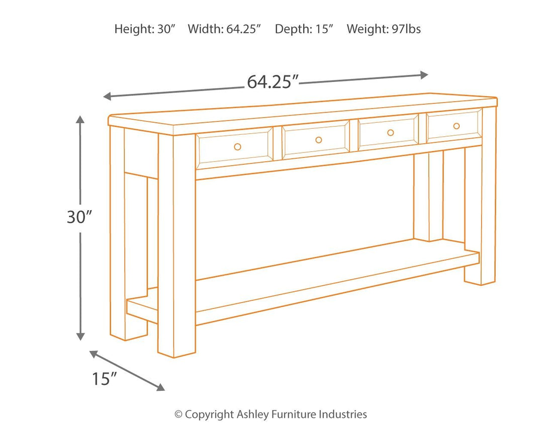 Gavelston - Sofa Table - Black, alternate view 2 with engineered wood