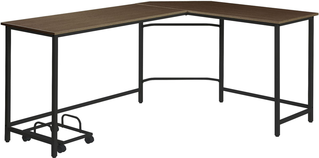 Bambina - Computer Desk - Oak & Black, alternate view 2 with wood construction