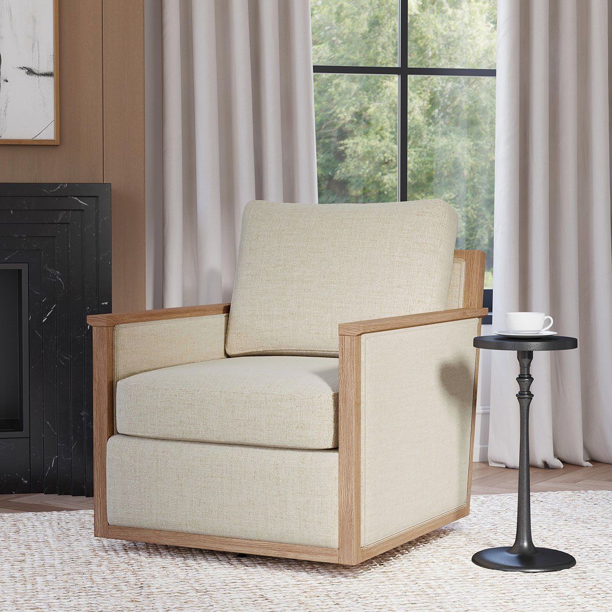 Norman - Swivel Accent Chair, alternate view 4 with wood construction