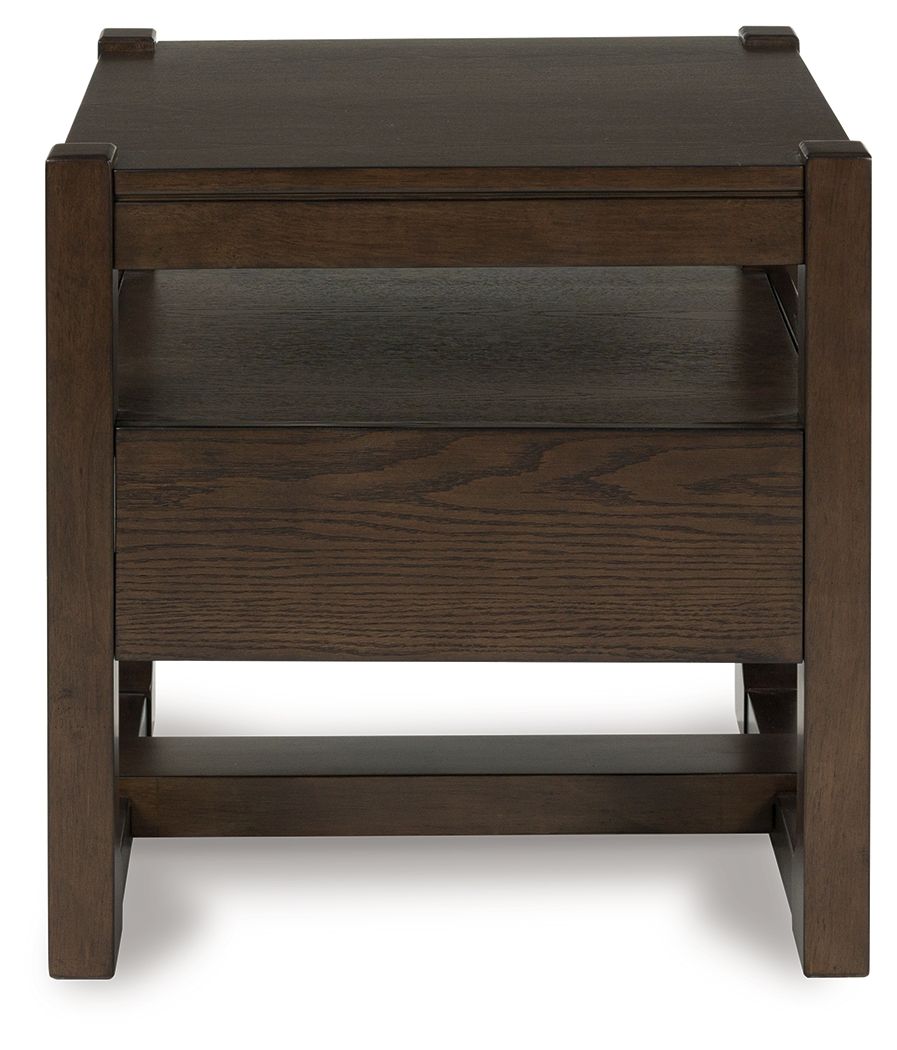 Breckington - Square End Table - Dark Brown, alternate view 5 with wood construction