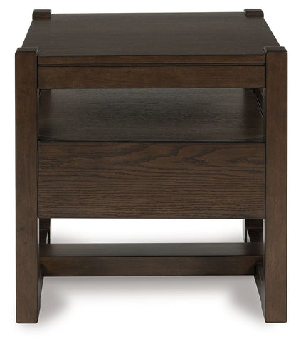 Breckington - Square End Table - Dark Brown, alternate view 5 with wood construction