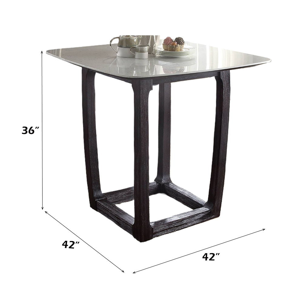 Razo - Counter Height Table With Marble Top - Marble Top & Weathered Espresso, alternate view 2 with wood construction