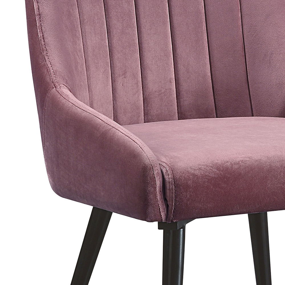 Riley - Side Chair (Set of 2) - Pink Fabric & Black, alternate view 2 with wood construction