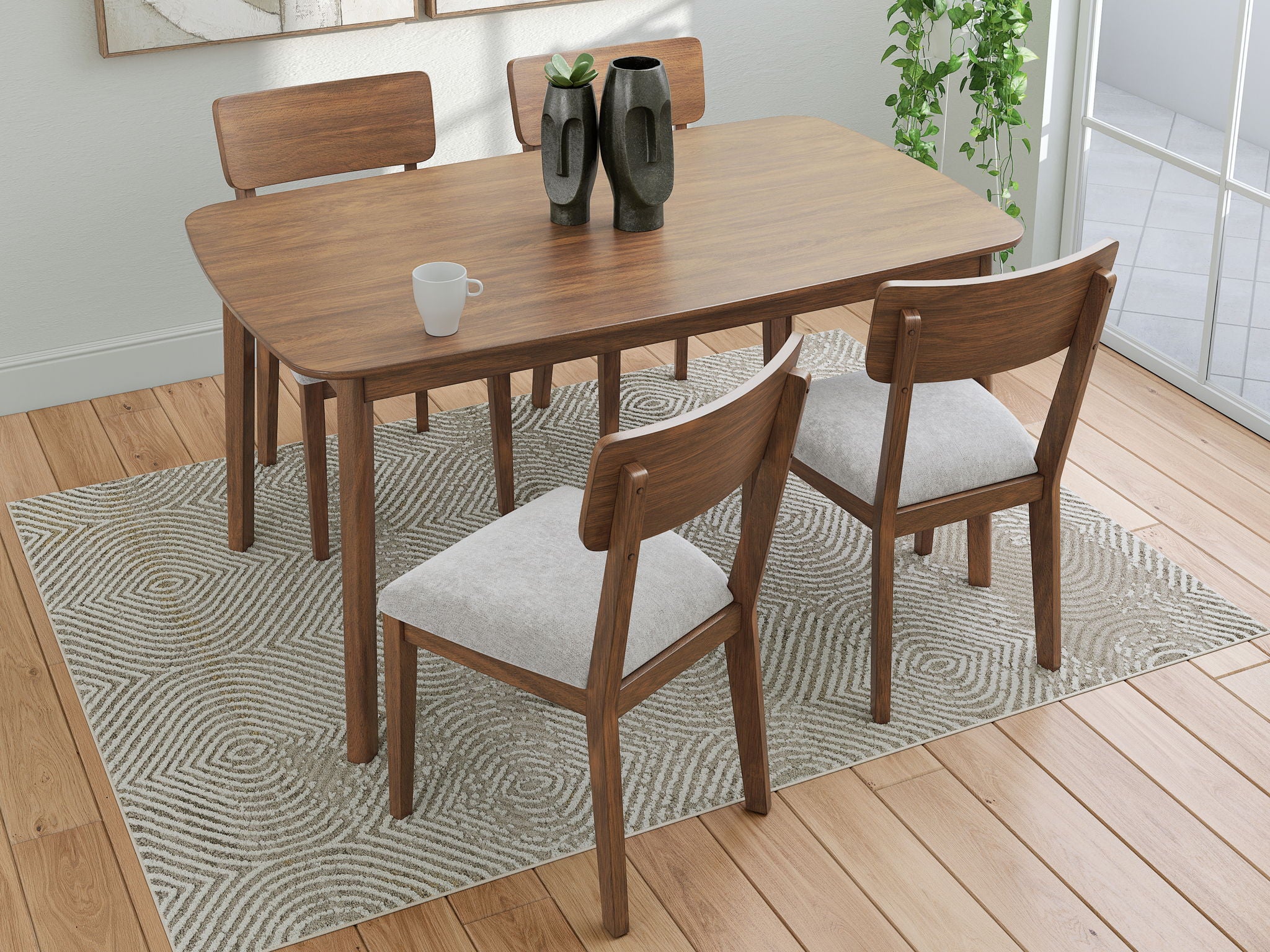 Tameride - Dining Room Table Set (Set of 5) - Brown, alternate view 4 with polyester fabric
