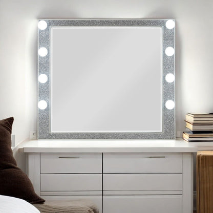 Sliverfluff - Mirror With Light - Mirrored & Champagne, alternate view 3 with wood construction