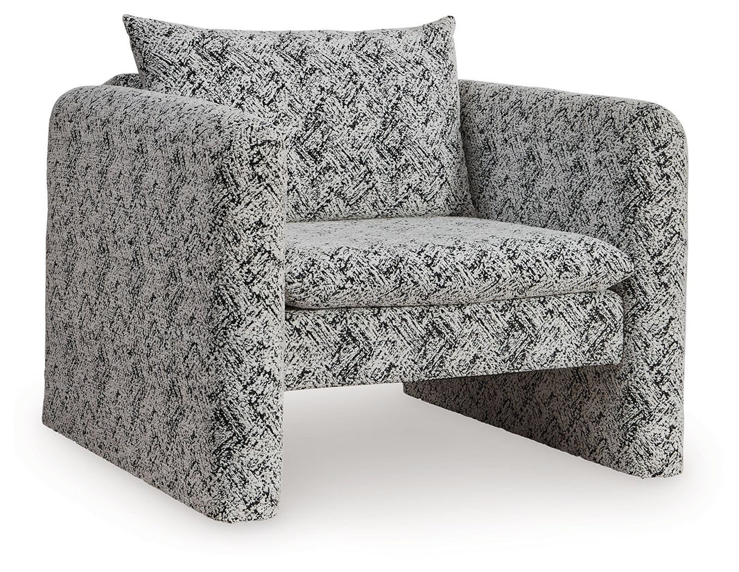 Kenbell - Accent Chair - Black / White, product view with polyester fabric